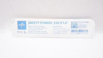 Medline SYRS103235 Safety Syringe 23G x 1.0inch, 3ml